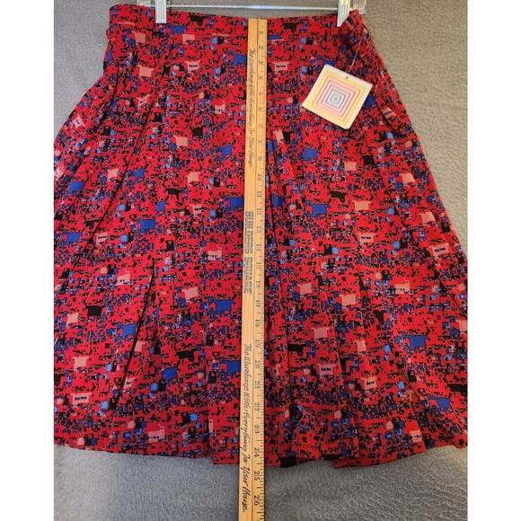 LuLaRoe Madison Skirt Women's Size 3XL Red Blue‎ Pleated Pockets Stretch NWT - Picture 3 of 7